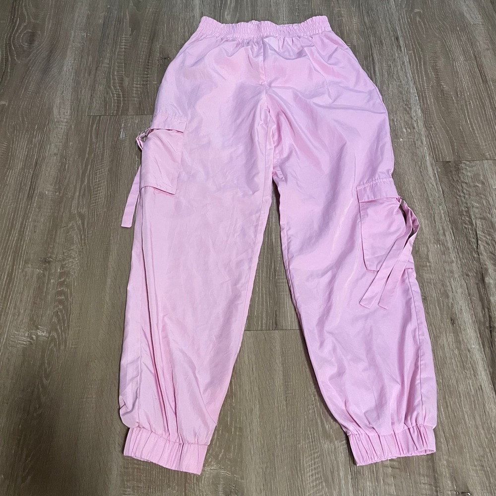 Tiger Mist Womens Cargo Jogger Pants Medium Pink Polyester Streetwear Utility